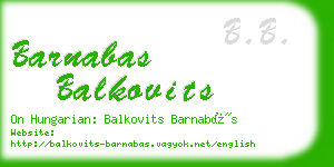 barnabas balkovits business card